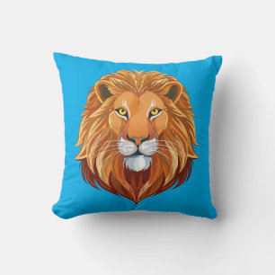 Coussin Portrait de tête de lion vue de face