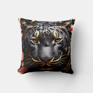 Coussin Portrait de Tigre Noir Majestic