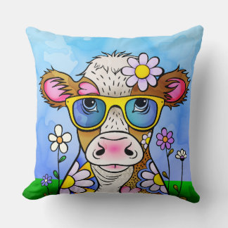Coussin Portrait de vache gribouillé