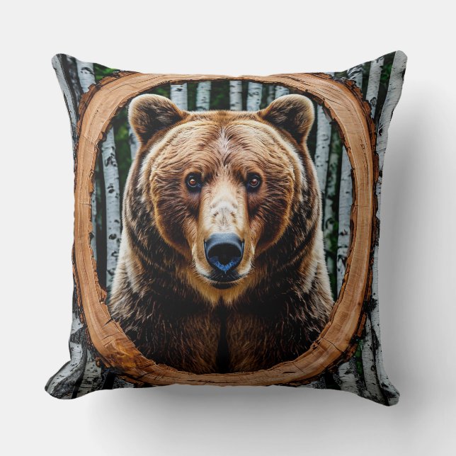 Coussin Portrait d'ours saisissant (Recto)