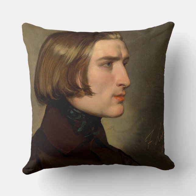 Coussin Portrait du compositeur Franz Liszt, 1838 (Verso)