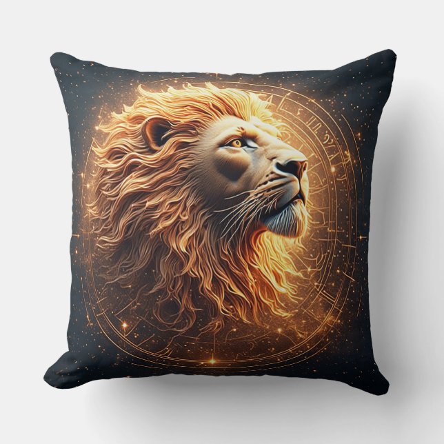 Coussin Portrait du Lion d'Or Symbolisant la Force (Recto)