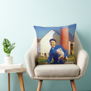 Coussin Portrait d'un fermier NC Wyeth 1943 Art Américain