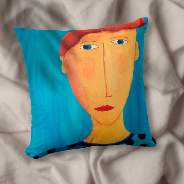 Coussin Portrait D'Un Homme Peinture D'Art Contemporain (Créateur téléchargé)