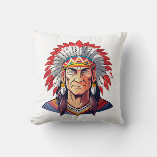 Coussin Portrait d'un vieux chef amérindien