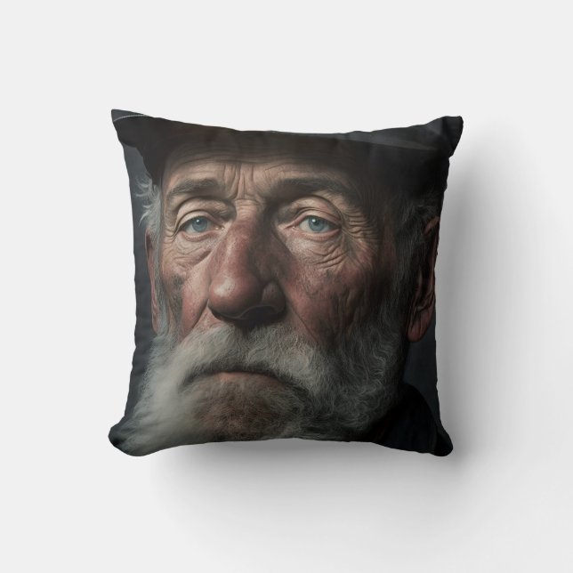 Coussin Portrait D'Un Vieux Mineur De Charbon Au 19E Siècl (Recto)