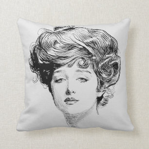 Coussin Portrait d'une fille de Gibson, 1900