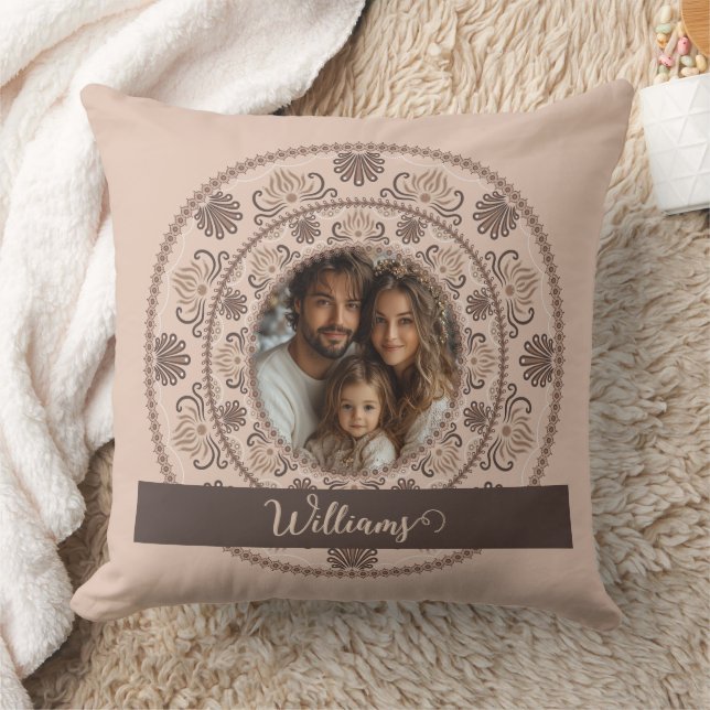 Coussin Portrait familial personnalisé Neutres chauds Mand (Couverture)