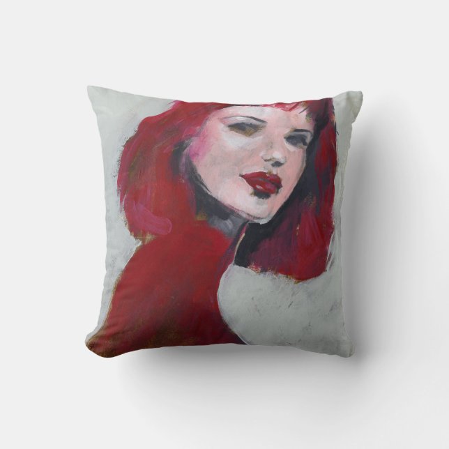 Coussin Portrait Fem - Rouge (Recto)
