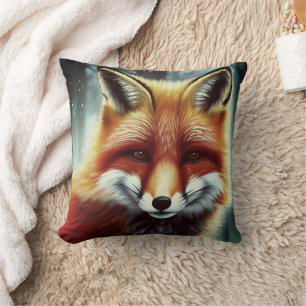 Coussin Portrait Fluffy Red Fox