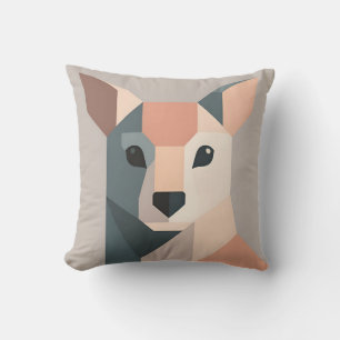 Coussin Portrait géométrique de kangourou minimaliste