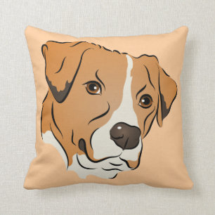 Coussin Portrait graphique de chien de mélange de boxeur