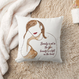 Coussin Portrait Minimaliste Élégant avec Citation