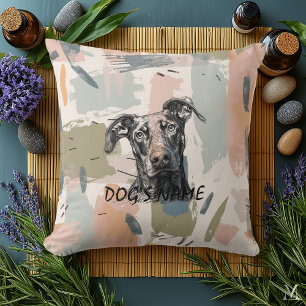 Coussin Portrait Moderne de Doberman – Coup de Pinceau Abs