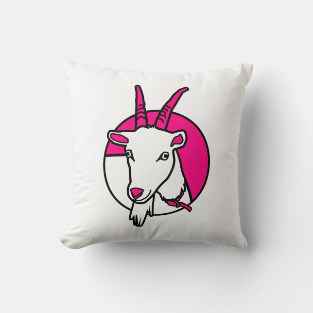 Coussin Portrait numérique de chèvre rose (Recto)
