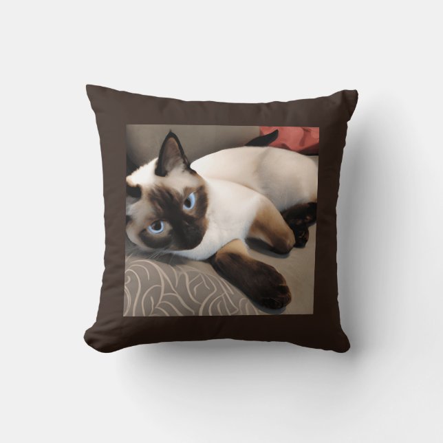 Coussin Portrait numérique Siamois pointe de phoque    (Recto)