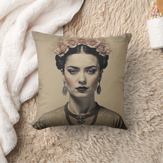 Coussin Portrait vintage Frida Kahlo (Couverture)