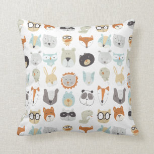 Coussin Portraits animaux mignons amicaux des visages  