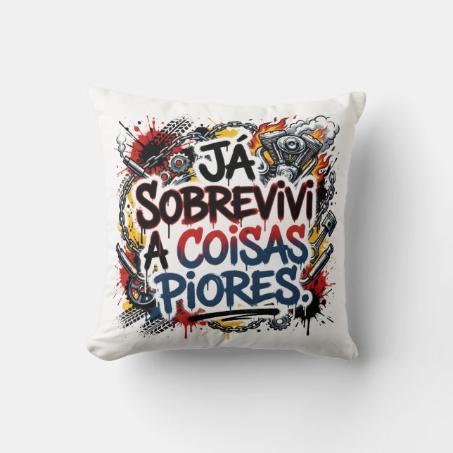 Coussin Portuguese biker quote – graffiti  (Recto)