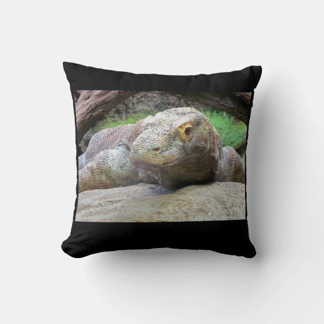 Coussin Pose de drame de dragon de Komodo (Recto)