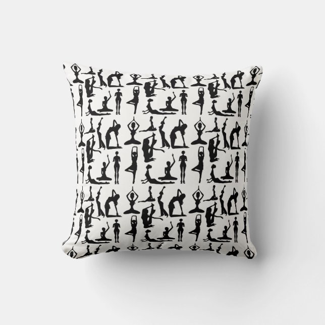 Coussin Position de Yoga black white motif (Recto)