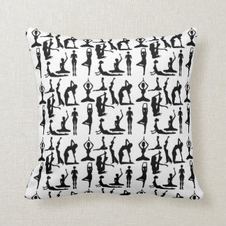 Coussin Position de Yoga black white motif