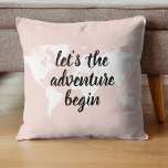 Coussin Positive rose Commençons l'aventure Carte du Monde<br><div class="desc">Positive rose Commençons l'aventure Carte du Monde</div>