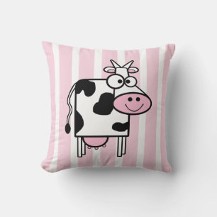 Coussin Poster de animal de fille de vache souriante