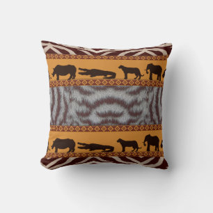 Coussin Poster de animal de tigre blanc tribal africain mo