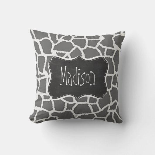 Coussin Poster de animal Dim Grey Giraffe; tableau de bord (Recto)
