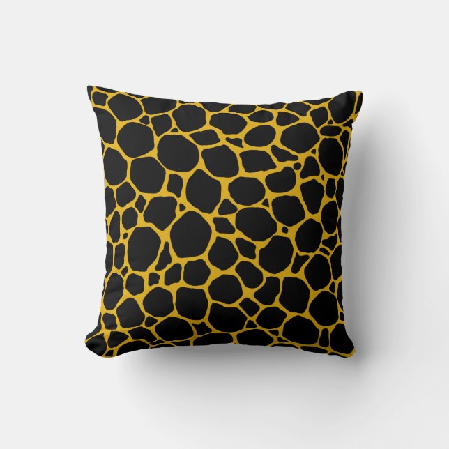Coussin Poster de animal jaune noir et moutarde (Recto)