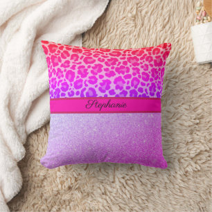 Coussin Poster de animal léopard rose Parties scintillant