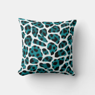 Coussin Poster de animal noir turquoise