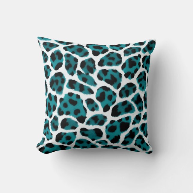 Coussin Poster de animal noir turquoise (Recto)