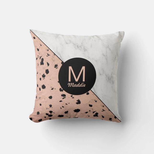 Coussin Poster de animal or rose avec Monogramme (Recto)