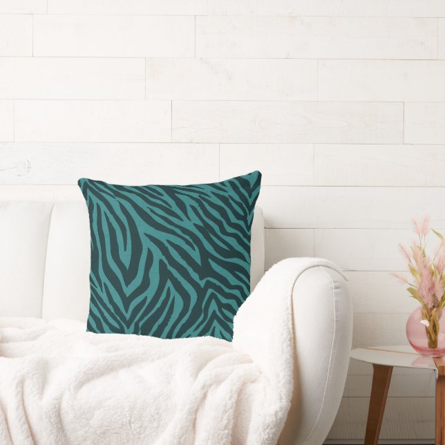 Coussin Poster de animal turquoise Green Zebra (Canapé)