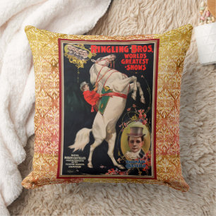 Coussin Poster de l'Acte du Cheval du Cirque vintage