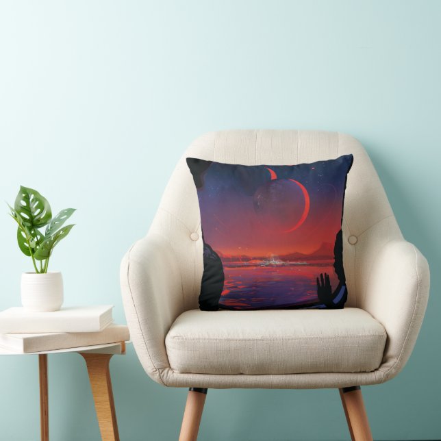 Coussin Poster de l'espace rétro - Les spectateurs observe (Chaise)