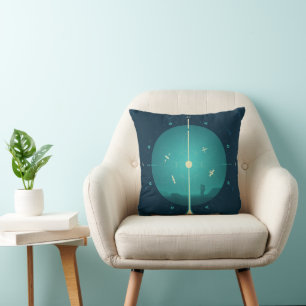 Coussin Poster de l'horloge atomique Deep Space, version b