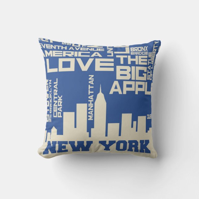 Coussin Poster de typographie de New York (Recto)