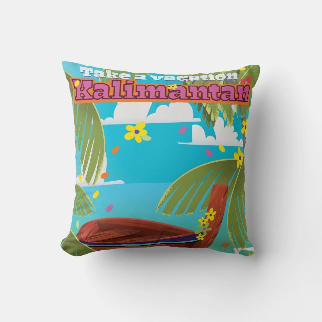 Coussin poster de voyage de Kalimantan. (Recto)