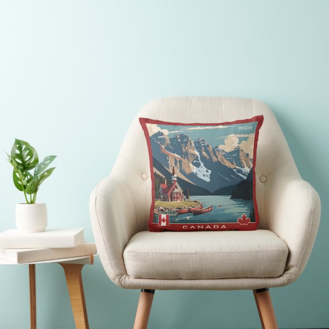 Coussin Poster de voyage sur mesure Monogramme Canada (Chaise)