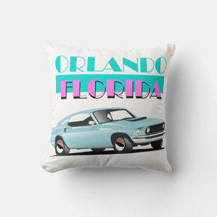 Coussin Poster des années 80 d'Orlando Florida