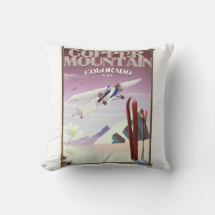 Coussin Poster vintage colorado de la montagne de cuivre