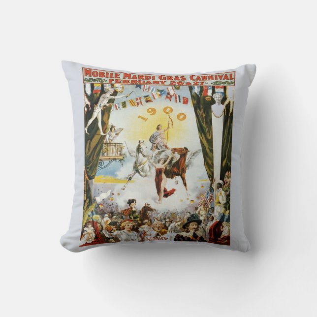 Coussin Poster vintage Mardi Gras (Recto)