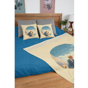 Coussin Poster Vintage voyage, Valentine personnalisable