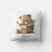 Coussin Pot à miel personnalisé à l'aquarelle avec un ours (Recto)