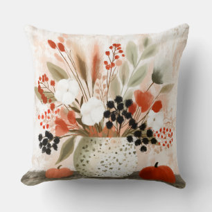 Coussin Pot de fleurs d'automne et Pot tacheté de rouille