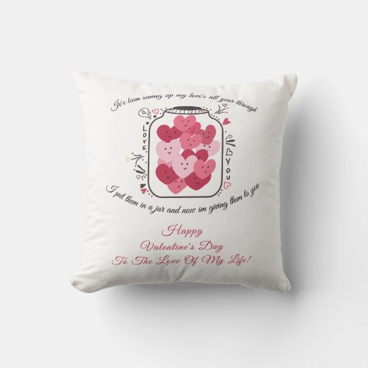 Coussin Pot de l'amour pour la Saint-Valentin (Recto)