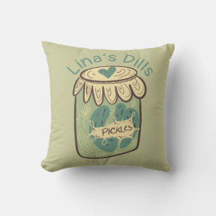 Coussin Pot de pickles amusant Dill Green Amateur de nourr
